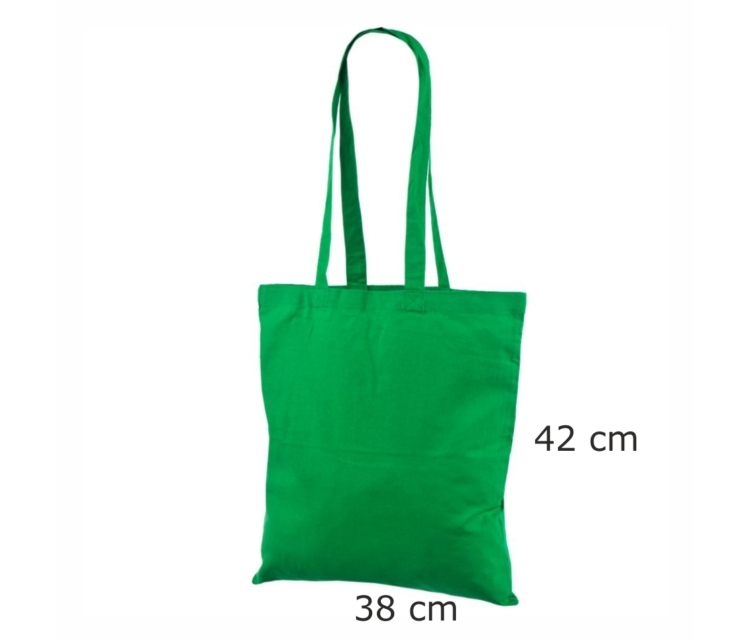 Gröna billiga tygkassar av bomull. Storlek: 38×42 cm