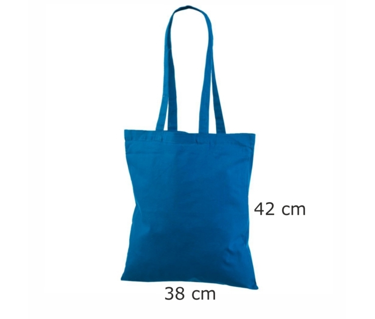 Blå billiga tygkassar av bomull. Storlek: 38×42 cm