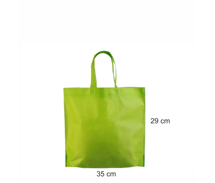 Kassar av grönt non woven-tyg-35×29+11 cm
