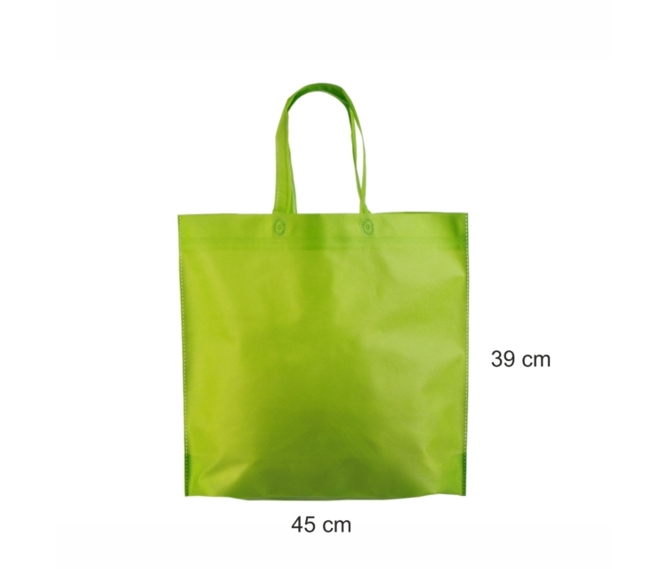 Kassar av grönt non woven-tyg-45×39+12 cm