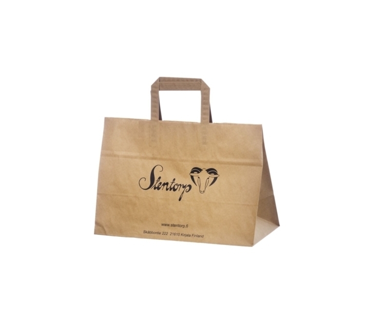 Brun take away papperskasse 35x23x25 cm med logotryck