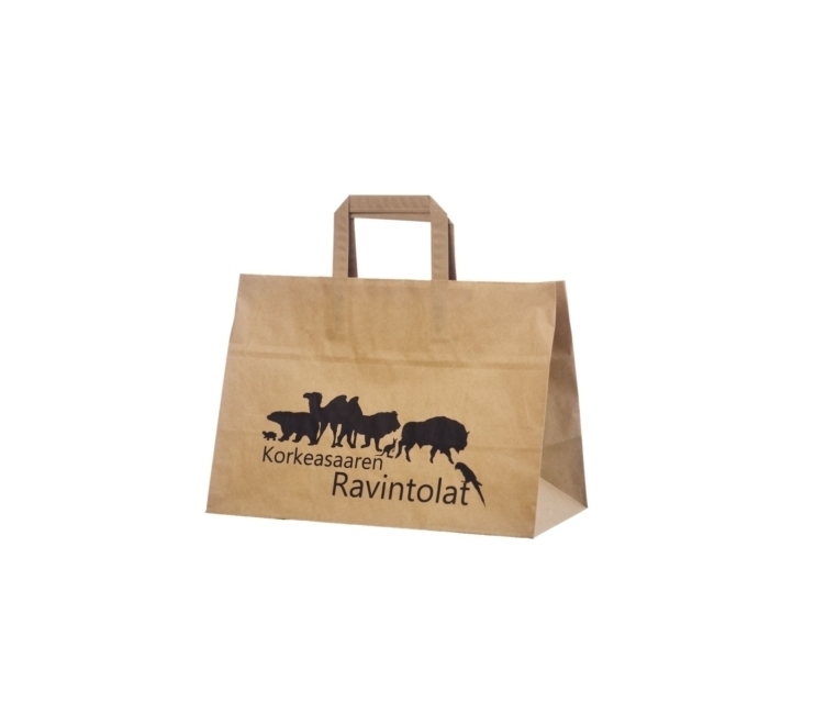 Brun take away papperskasse 35x23x25 cm med personligt tryck