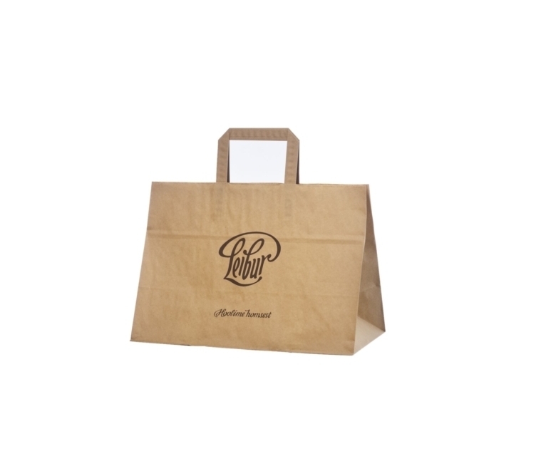 Brun take away papperskasse 35x23x25 cm med tryck