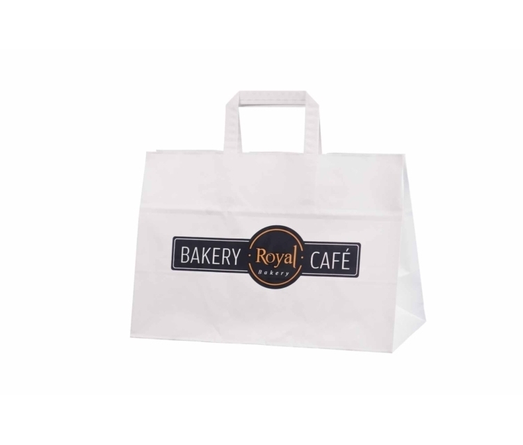 Vit take away papperskasse 35x17x24,5 cm med personligt tryck