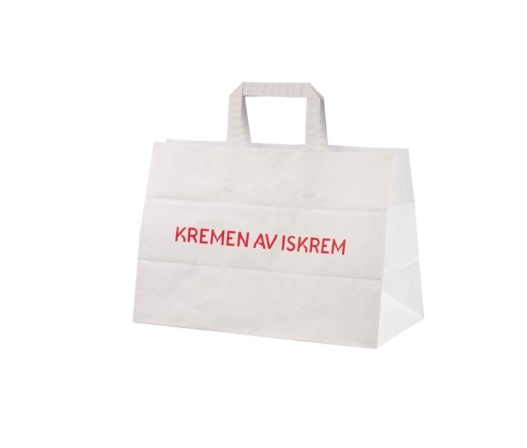 Vit take away papperskasse 35x17x24,5 cm med tryck